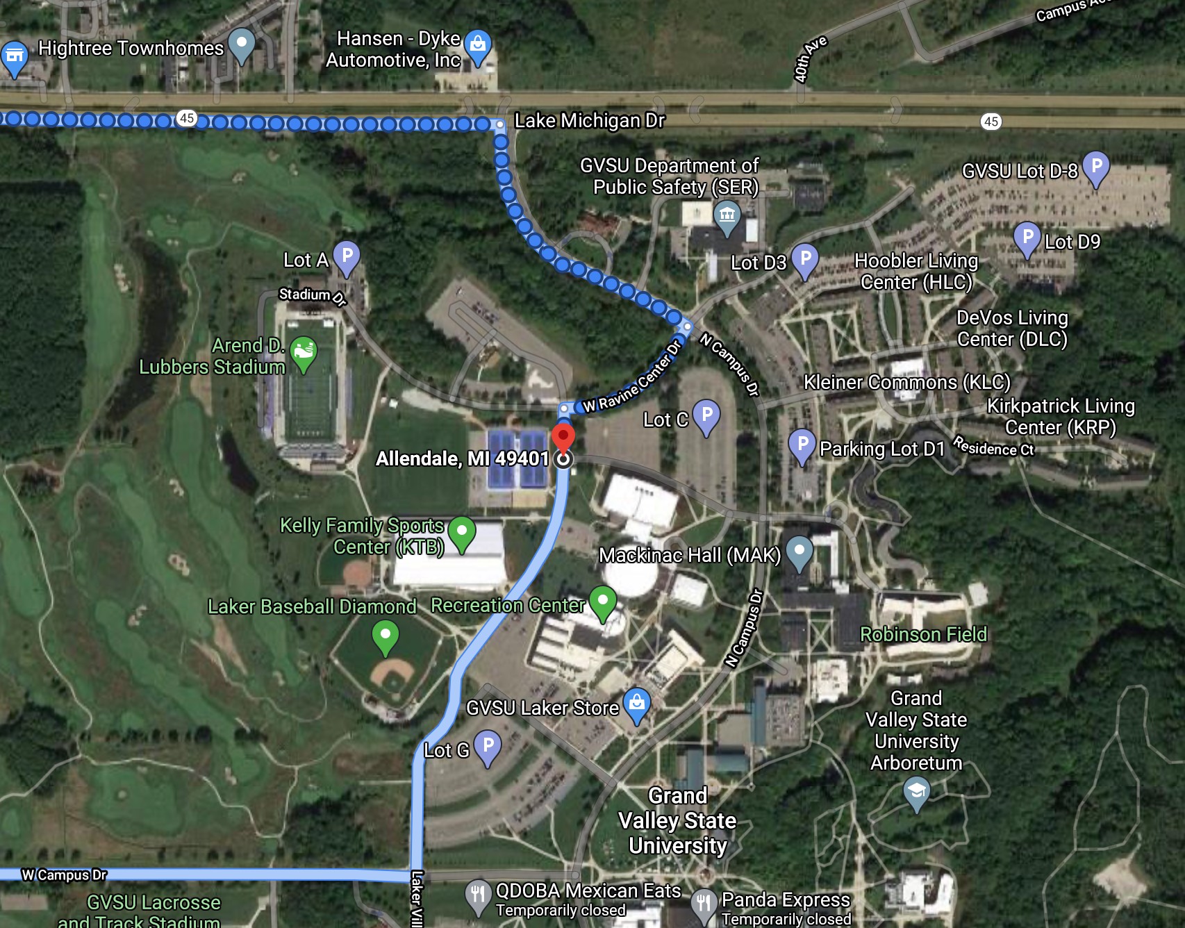 emergency access route to tennis courts